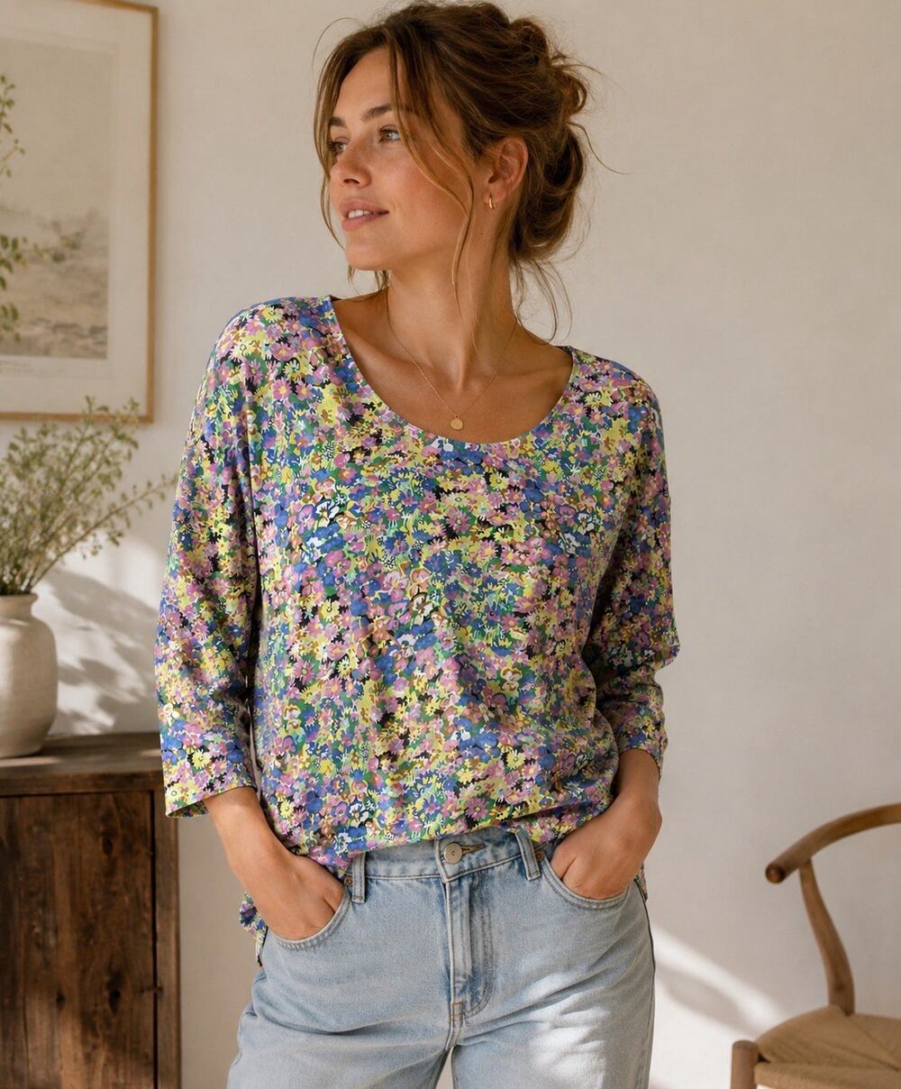 VTG 90s Y2K Express Top Large Floral Cropped Boho Cottage Forest fairy Soft Girl